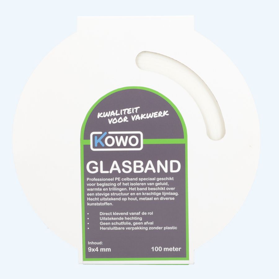 Kowo PE beglazingsband (wit) 9 x 4 mm 100 meter