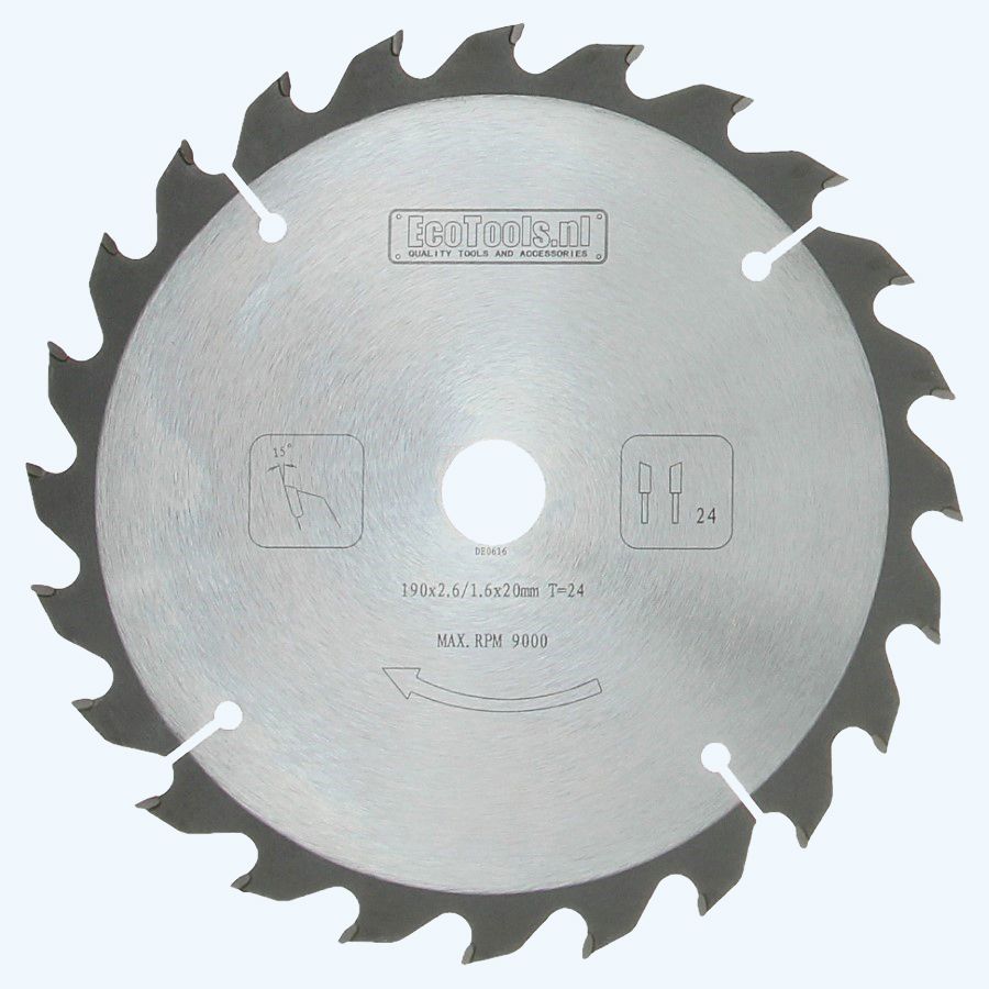 HM-zaagblad PROF 190 x 20 mm T=24 HM-zaagblad PROF 190 x 20 mm T=24