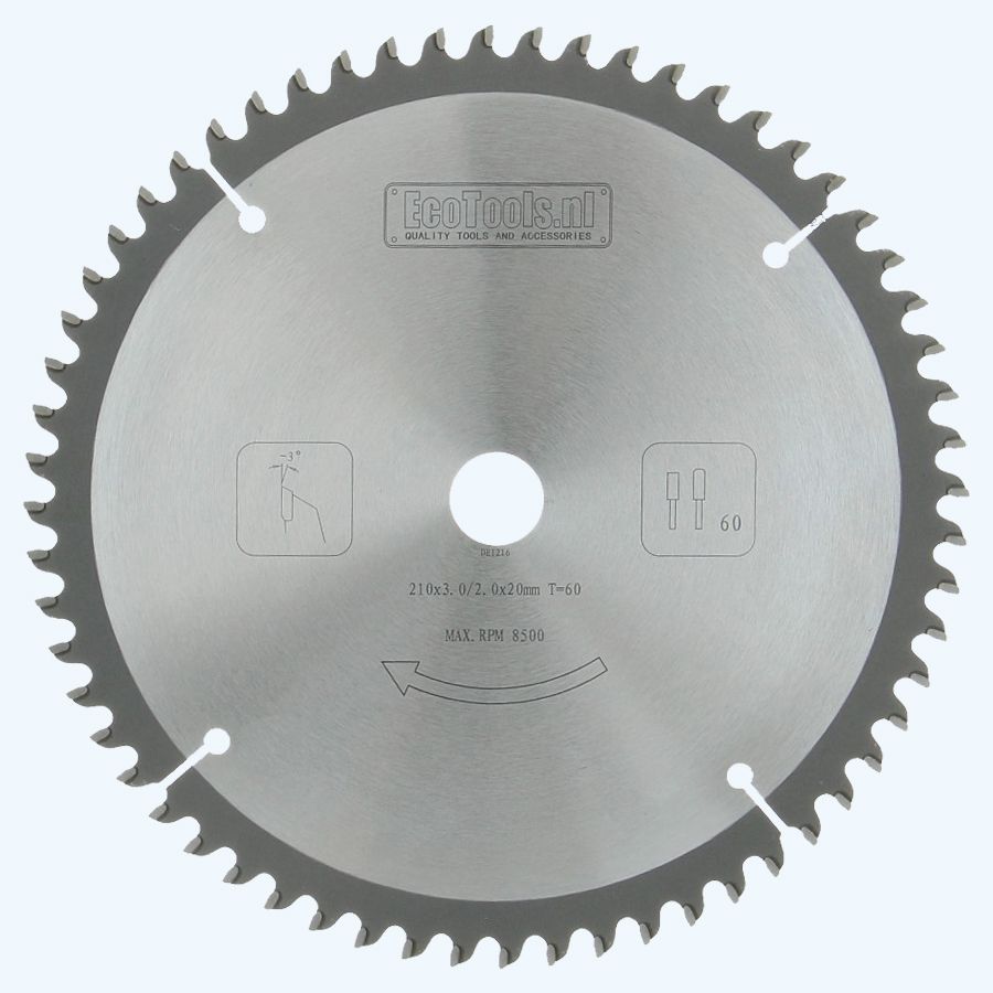 HM-zaagblad 210 x 20 mm T=60 (vlak-daktand)