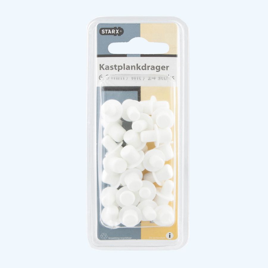 Kastplankdragers 6/8 mm wit (24 stuks)