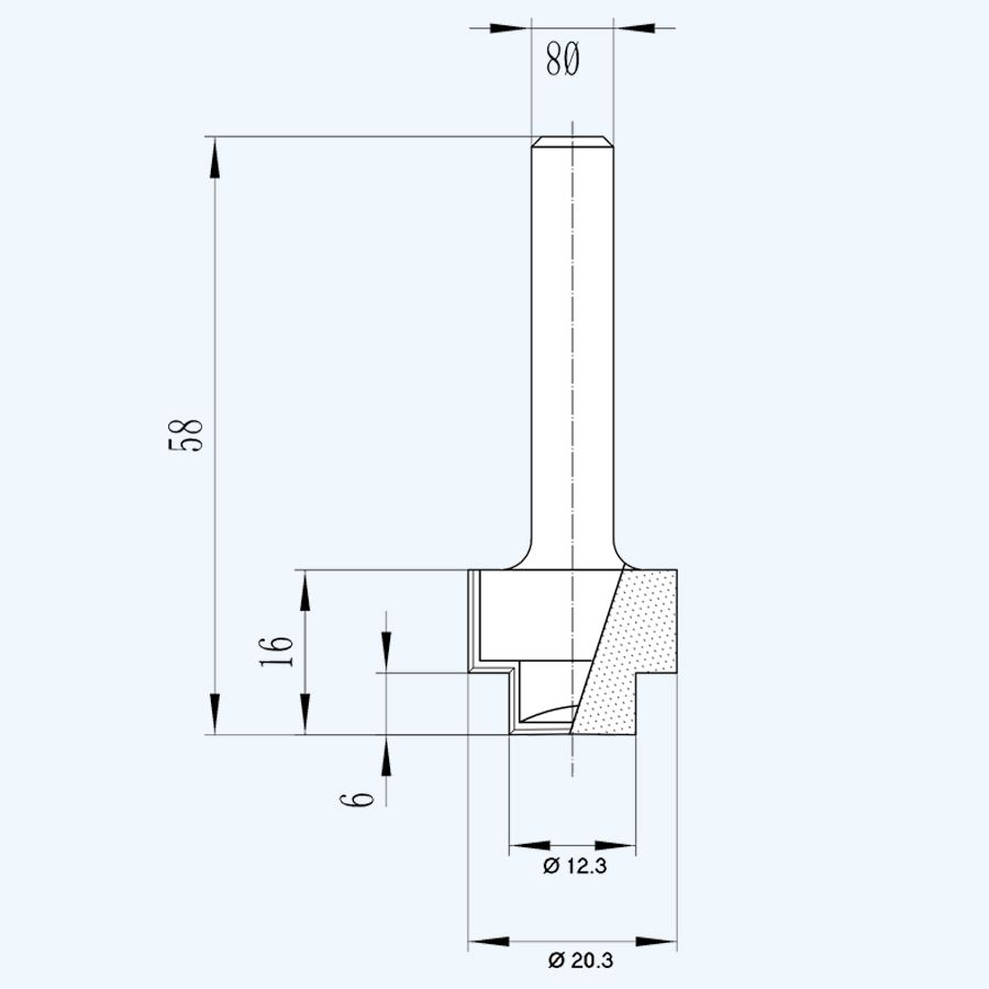 HM getrapte frees (A) 20,3 x 12,3 mm