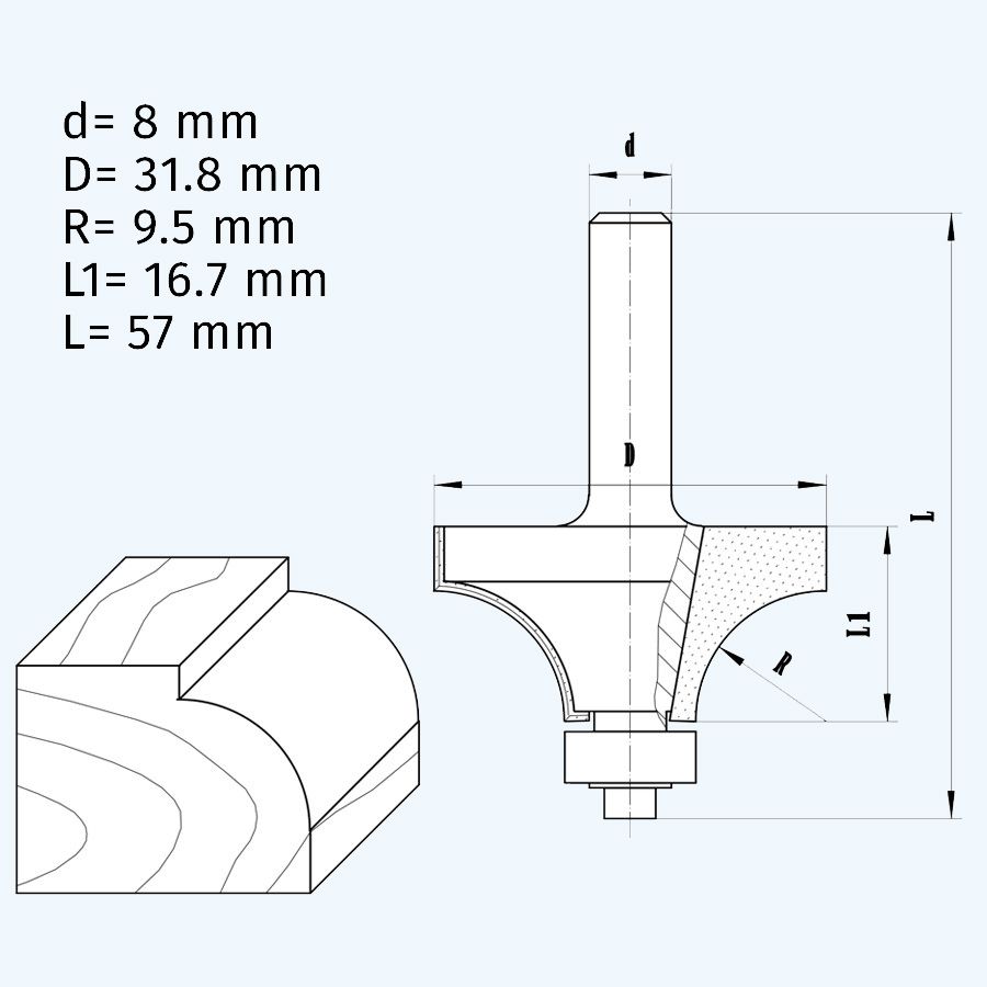 HM afrondfrees R=9,5 mm