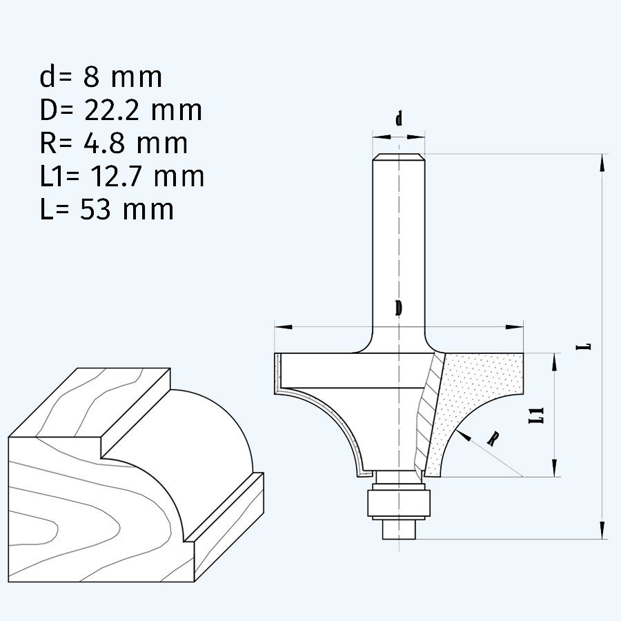 HM kwartrondfrees R=4,8 mm