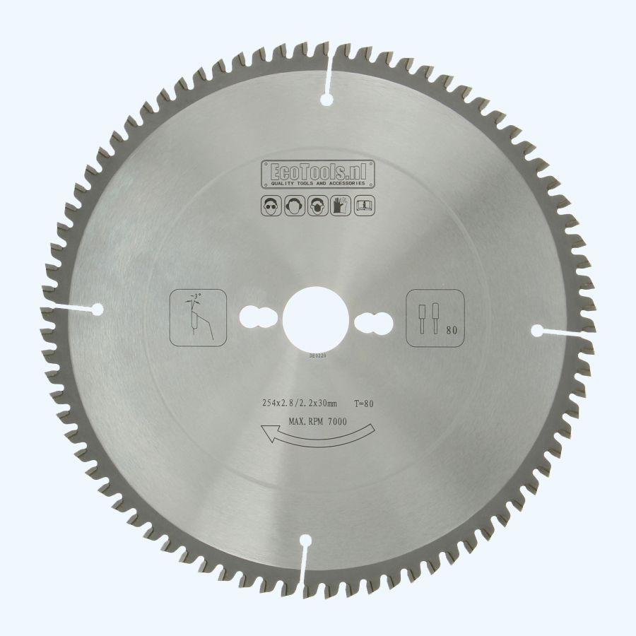 HM-zaagblad 254 x 30 mm T=80 (vlak-daktand) HM-zaagblad 254 x 30 mm T=80 (vlak-daktand)