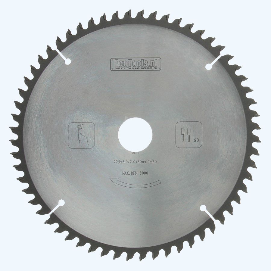 HM-zaagblad 225 x 30 mm T=60 (vlak-daktand) HM-zaagblad 225 x 30 mm T=60 (vlak-daktand)