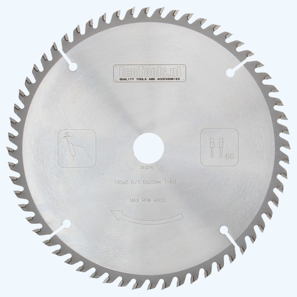 HM-zaagblad PROF 190 x 20 mm T=60 HM-zaagblad PROF 190 x 20 mm T=60
