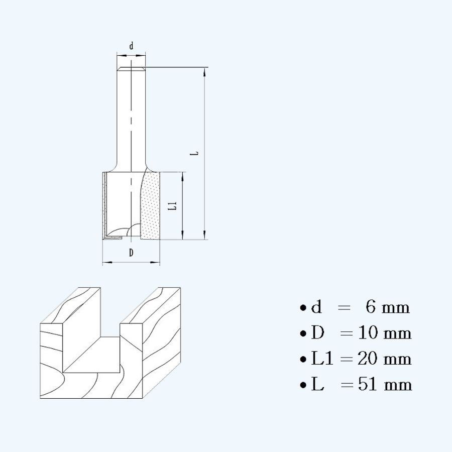 HM groeffrees 10 mm / 6 mm schacht HM groeffrees 10 mm / 6 mm schacht