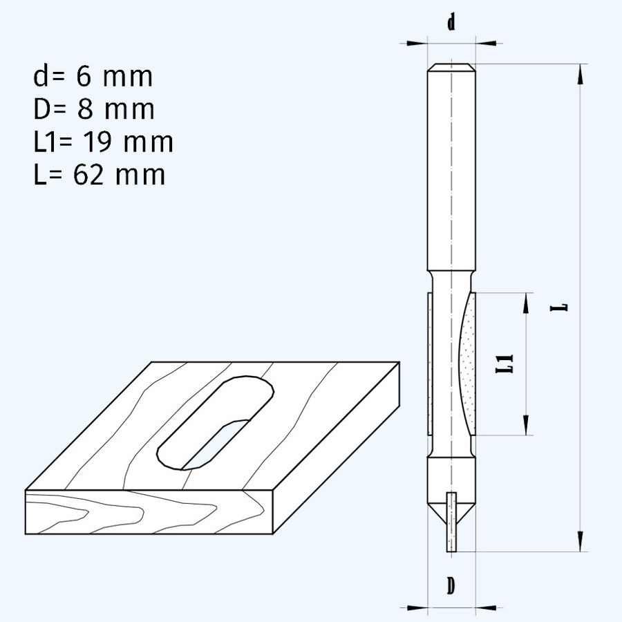 HM kopieerfrees 8mm / 6 mm schacht HM kopieerfrees 8mm / 6 mm schacht