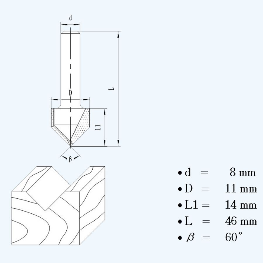 HM V-groeffrees 11 mm 60° HM V-groeffrees 11 mm 60°
