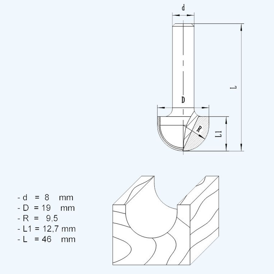 HM holprofielfrees R=9,5 HM holprofielfrees R=9,5