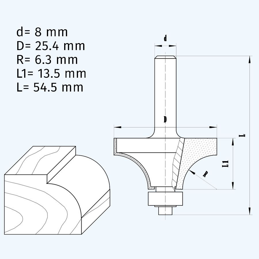 HM afrondfrees R=6,3 mm HM afrondfrees R=6,3 mm