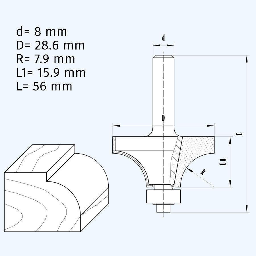 HM afrondfrees R=7,9 mm HM afrondfrees R=7,9 mm