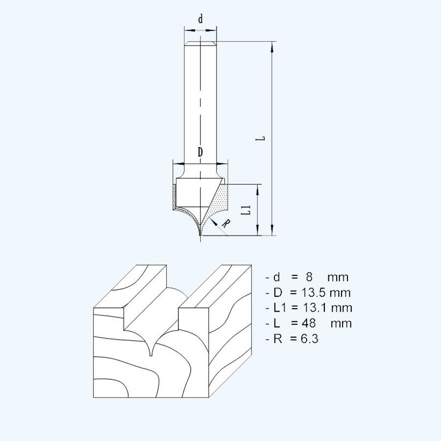 HM V-kwartrondfrees R6,3 HM V-kwartrondfrees R6,3