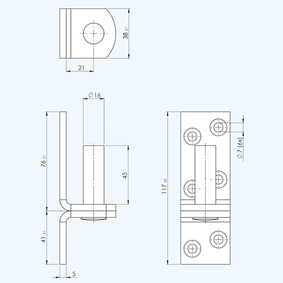 Plaatduim 40 x 5 mm pen Ø16 x 45 mm Plaatduim 40 x 5 mm pen Ø16 x 45 mm