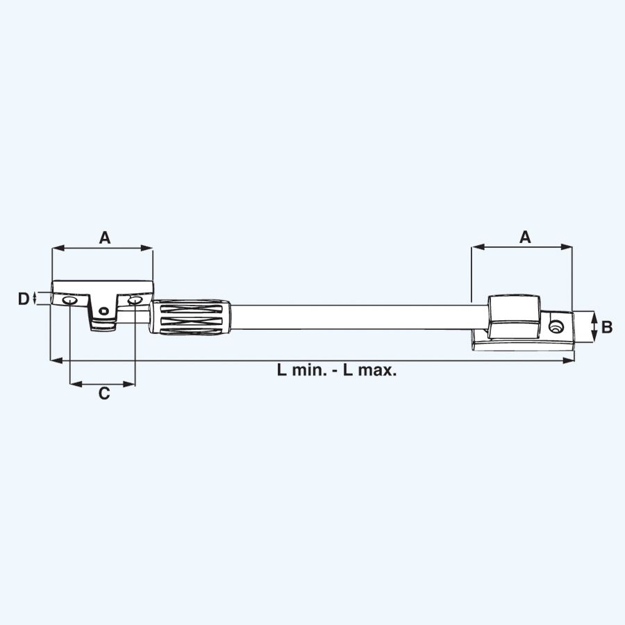 Telescopische raamuitzetter 380 - 550 mm RVS finish / zwart Telescopische raamuitzetter 380 - 550 mm RVS finish / zwart