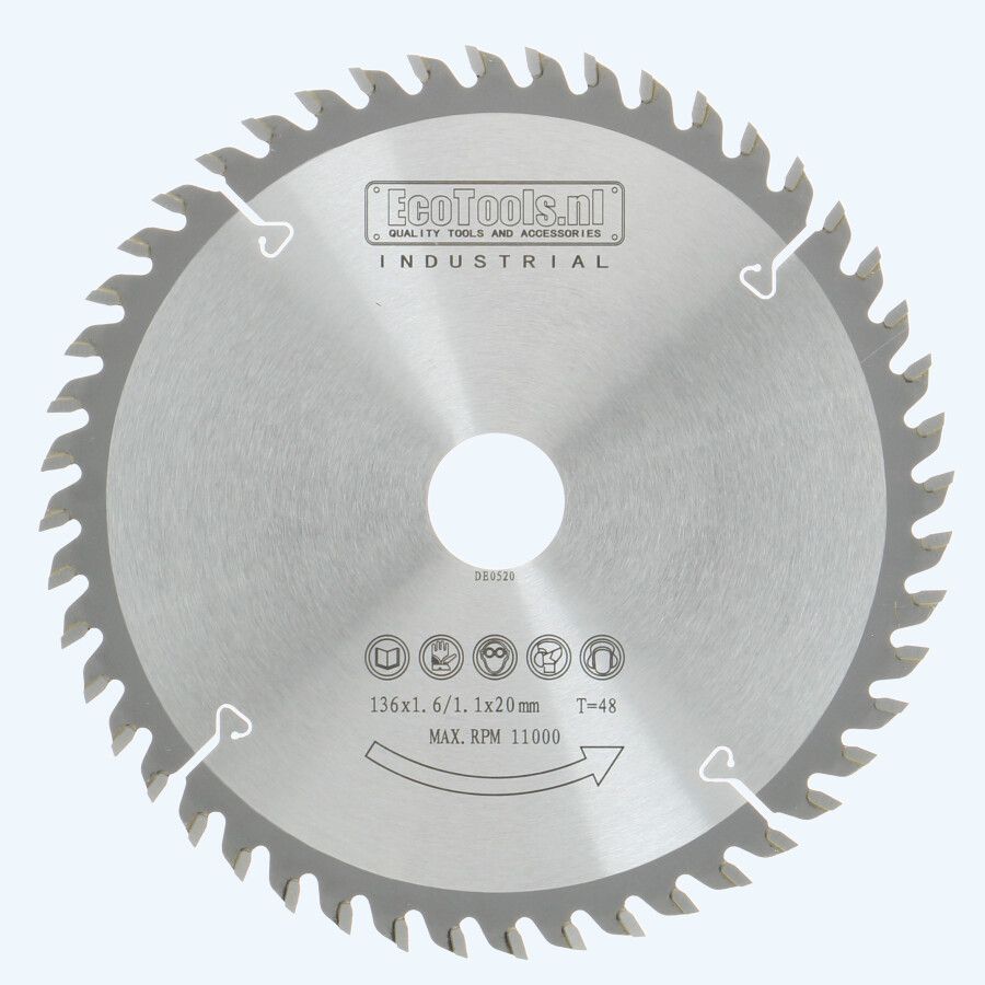 HM zaagblad 136 x 20 mm T48 (1,1 / 1,6mm) Industrial HM zaagblad 136 x 20 mm T48 (1,1 / 1,6mm) Industrial