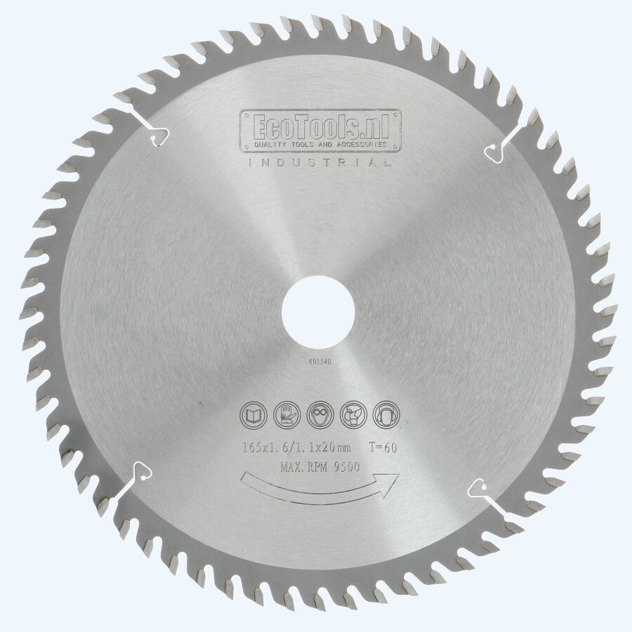 HM zaagblad 165 x 20 mm T60 (1,1 / 1,6mm) Industrial HM zaagblad 165 x 20 mm T60 (1,1 / 1,6mm) Industrial